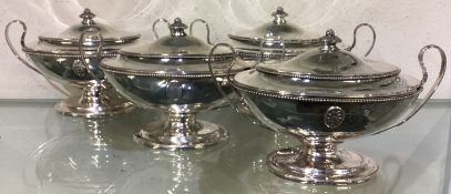 A good set of four 18th Century George III silver sauce tureens and covers.