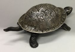 A rare novelty silver tortoise table bell.