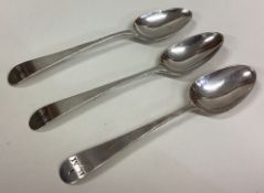 Three 18th Century silver picture back spoons.