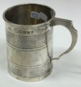 A Victorian silver barrel shaped mug.
