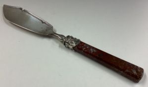 A fine Victorian silver and stone butter knife.
