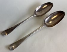 A good silver OE pattern tablespoon with crested terminal together with another similar example.