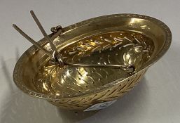 A fine 19th Century French silver gilt tea strainer.