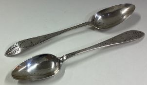 CORK: A pair of 18th Century Irish silver spoons.