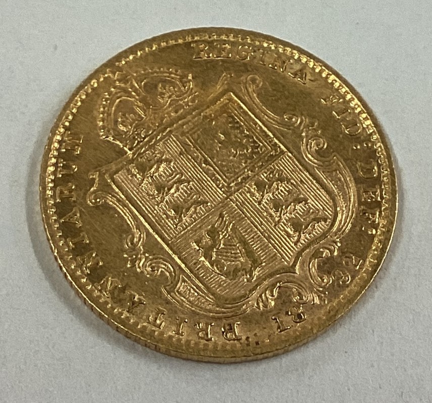 A good Victorian gold shield back half sovereign.
