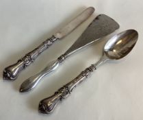 A chased Victorian silver two-piece christening set etc.