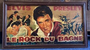 ELVIS PRESLEY: An oil on board painted version of 'Le Rock Du Bagne'.