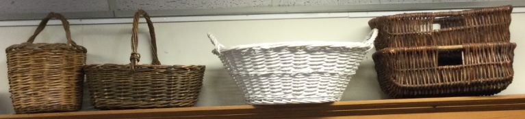 A collection of old wicker baskets.