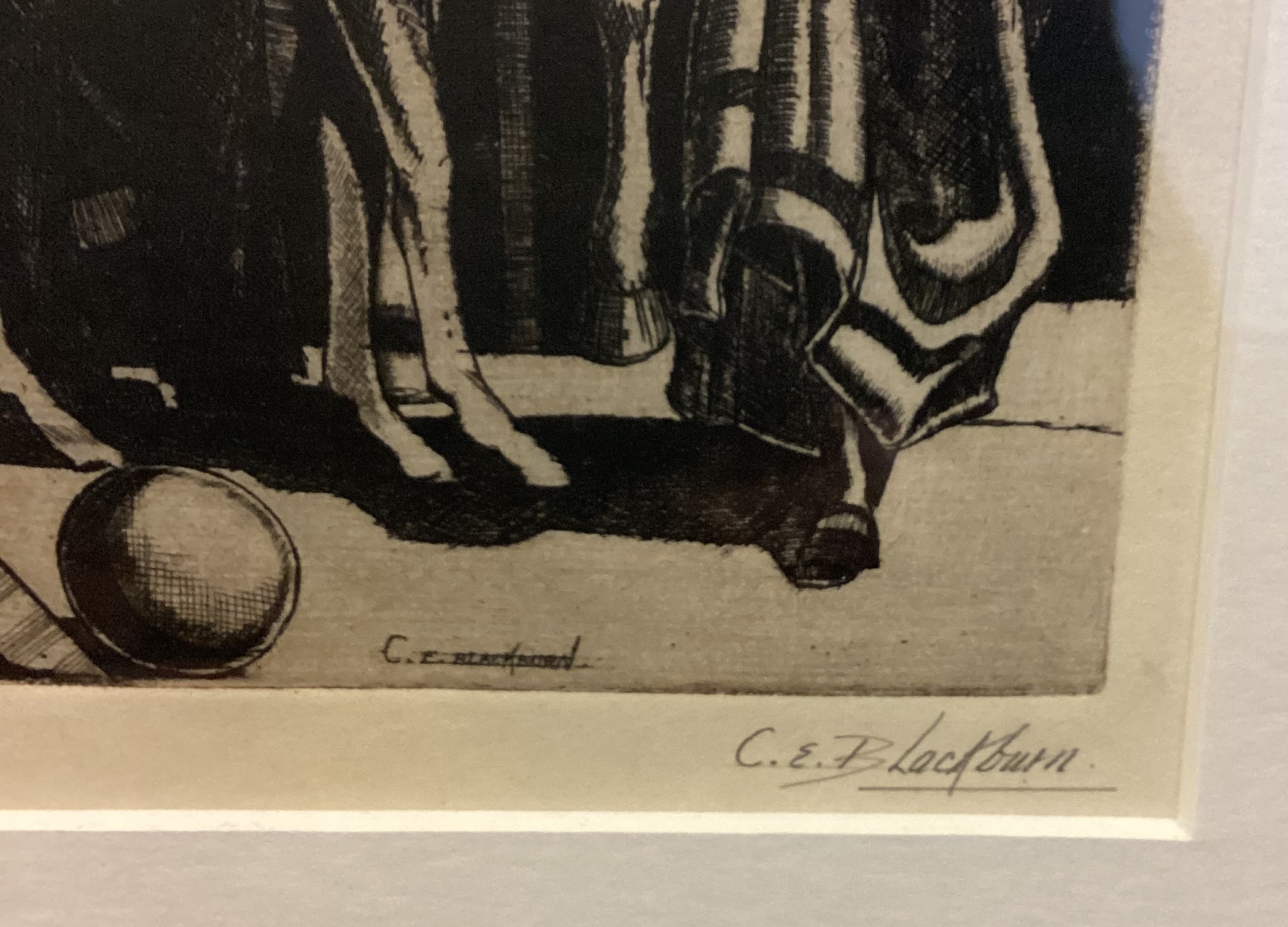 CLARENCE E BLACKBURN: (British, 1914 - 1984): A framed and glazed etching. - Image 2 of 4