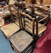 A good matched set of five Georgian oak chairs. Es