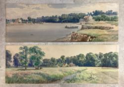 ENGLISH SCHOOL: A pair of unframed watercolours depicting river landscapes.