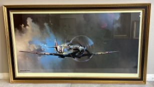 A selection of seven limited edition pencil signed and other framed and glazed military prints.