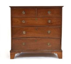 A 19th century mahogany chest of two short over three long graduated drawers, on bracket feet, 100 x