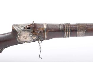 20 bore Indian Toradar Matchlock, with 52 ins tapering two-stage sighted octagonal full stocked