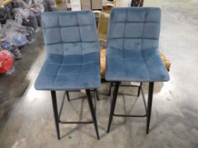 +VAT Tapered back 2 pack bar stool in blue velvet