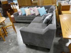 +VAT Dark grey upholstered L-shaped corner sofa system (lacking 2 back cushions)