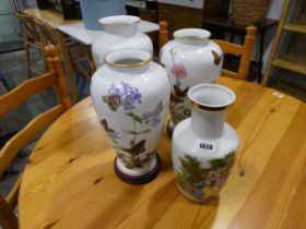 Collection of vases including 'The Country Garden Butterfly' vase by John Wilkinson, Franklin