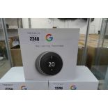 +VAT Boxed Google Nest learning thermostat in stainless steel colour