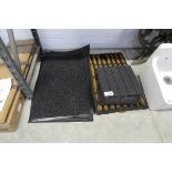 +VAT Qty of assorted doormats together with a pack of 10 black clip together decking tiles