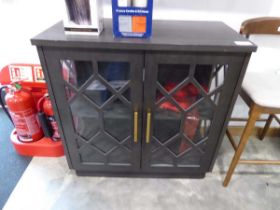 +VAT Black glass fronted double door cabinet