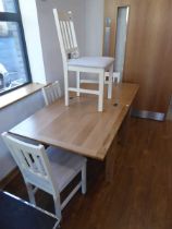 Set of 4 modern white framed grey upholstered dining chairs