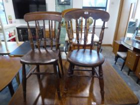 2 pairs of dark oak dining chairs, including 2 penny chairs