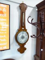 Mahogany cased thermometer/barometer