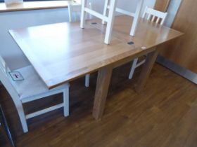 Modern light oak effect square top extending dining table