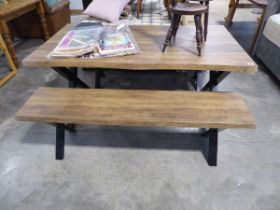 Modern picnic style dining table with 2 matching bench seats