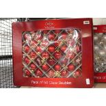 2 packs of 50 glass bauble sets in red and silver