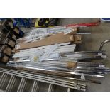 +VAT Pallet containing quantity of stainless steel rails, metal shelving uprights, etc.