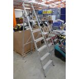 Aluminium 6 tread stepladder together with pair of aluminium twin handled 4 tread stepladders