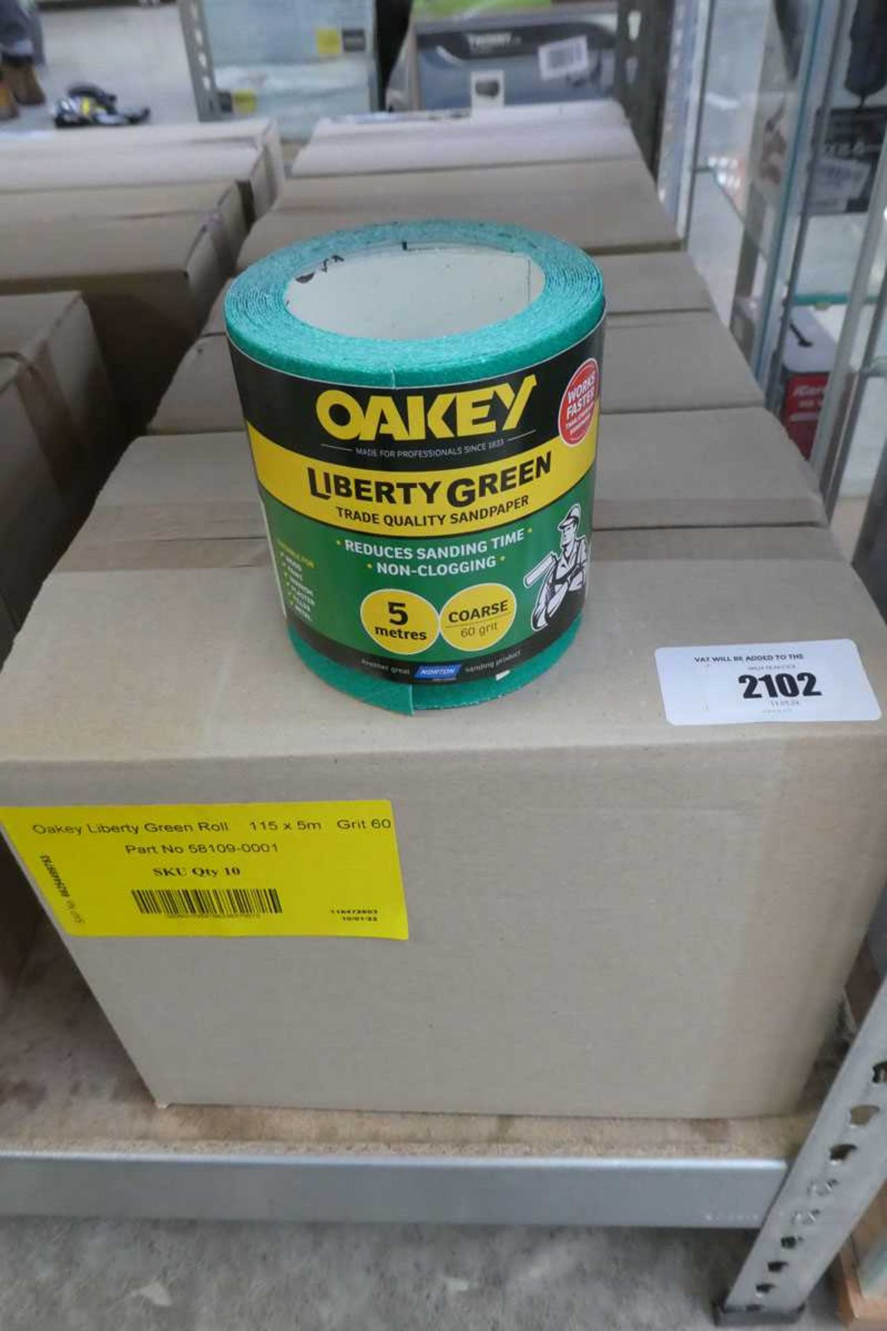 +VAT 2 boxes containing 20 rolls (10 rolls in each box) of Oakey Liberty Green 115 x 5m sand