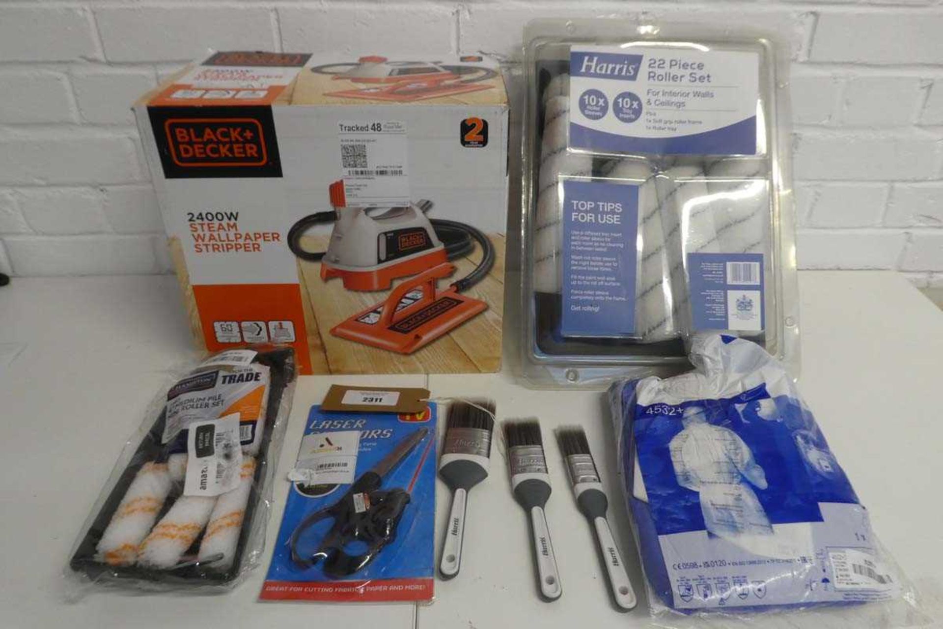 +VAT Quantity of mixed decorating equipment incl. boxed Black & Decker steam wallpaper stripper,