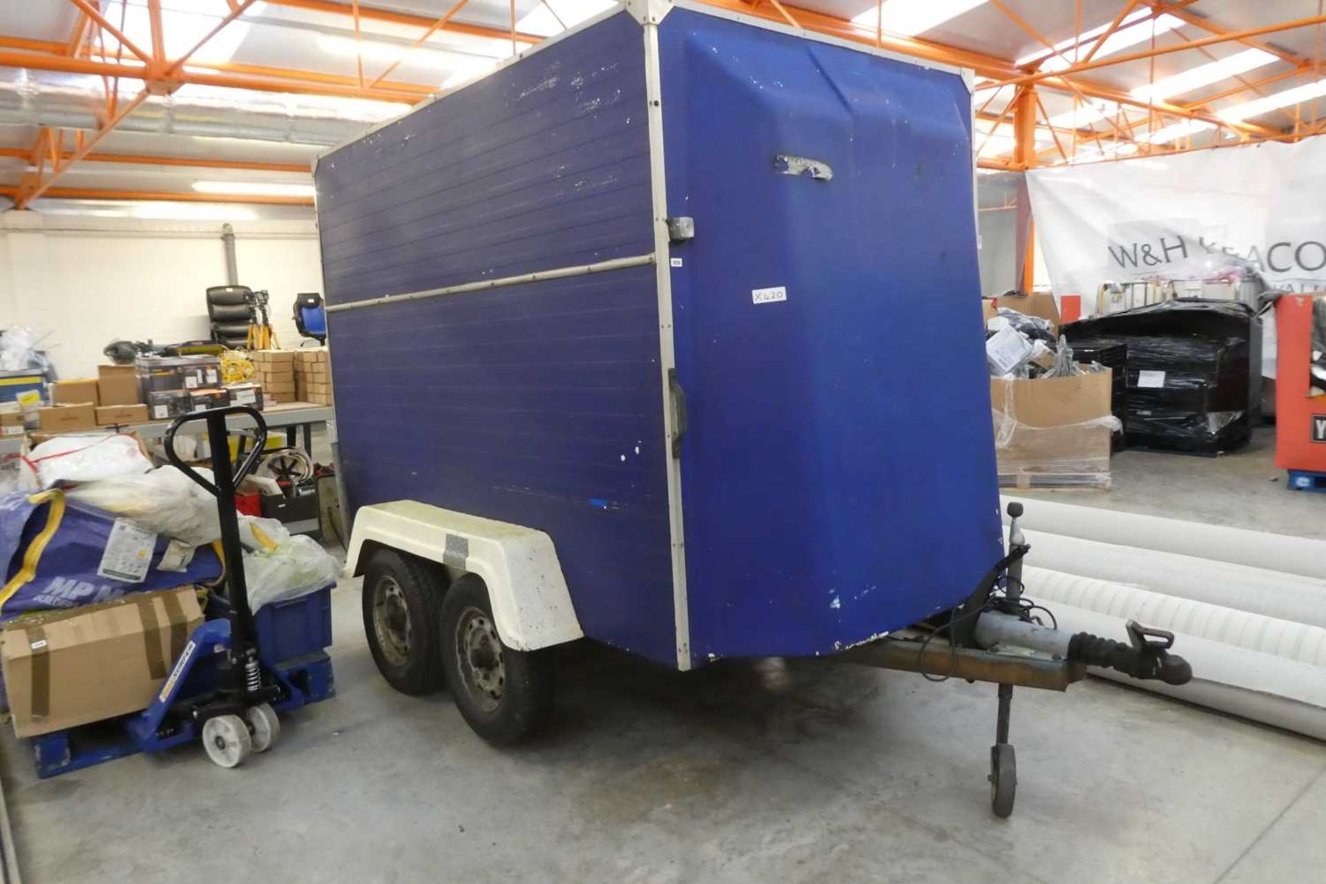 Twin axle 8' x 4' box trailer in blue