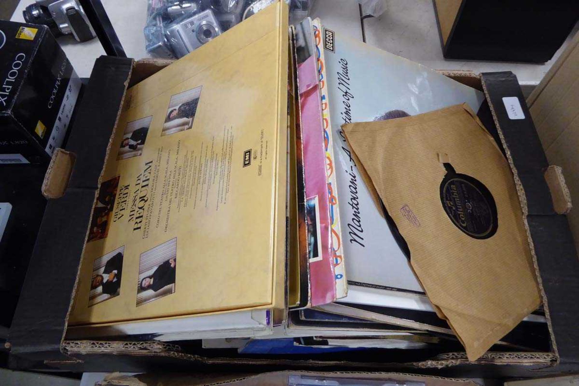 Box of CDs and box of records inc. 78s and albums - Image 2 of 2