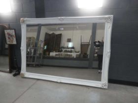 +VAT (10) Large rectangular bevelled mirror in white painted frame