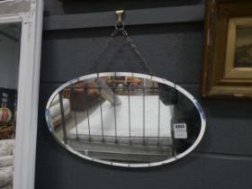 1950s oval bevelled mirror