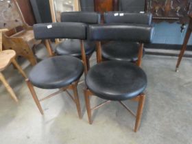 Four upholstered G Plan dining chairs