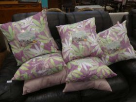 +VAT 10 indoor outdoor pink and green floral patterned cushions