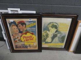 2 framed and glazed movie posters: Passion Immortelle and Parade d'Avril