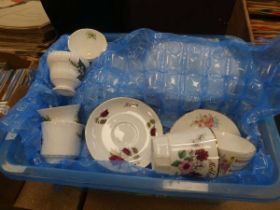 Box containing a quantity of Royal Albert and other crockery