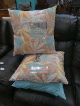 +VAT 4 outdoor indoor orange and blue floral patterned cushions