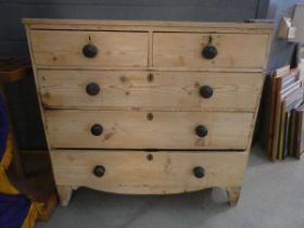 Stripped pine chest of 2 over 3 drawers