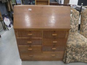 Oak bureau with drawers under