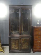 Chinese inspired display cabinet with cupboard under