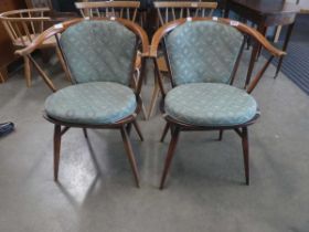 Pair of Ercol stick back armchairs