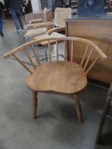 Ercol style elm seated bow back armchair