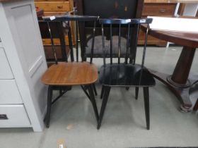 Two G Plan style stick back dining chairs