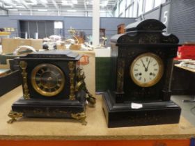 Four slate mantel clocks plus an Ansonia clocks price guide